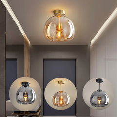 Retro Copper Glass Modern Ceiling Lights