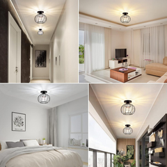 Hallway Ceiling Lighting, 16cm, black, E27