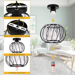Hallway Ceiling Lighting, 16cm, black, E27