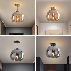 Retro Copper Glass Modern Ceiling Lights