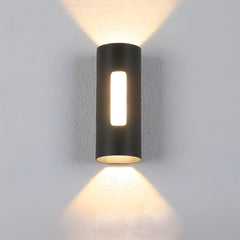 Modern Round IP65 Black LED Outdoor Wall Light in Black, Warm Light
