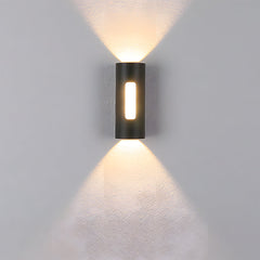 Modern Round IP65 Black LED Outdoor Wall Light in Black, Warm Light