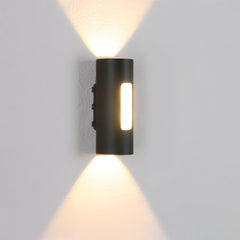 Modern Round IP65 Black LED Outdoor Wall Light in Black, Warm Light