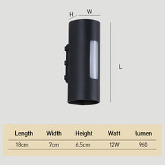 Modern Round IP65 Black LED Outdoor Wall Light in Black, Warm Light