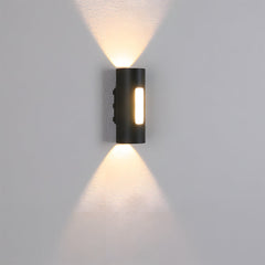 Modern Round IP65 Black LED Outdoor Wall Light in Black, Warm Light