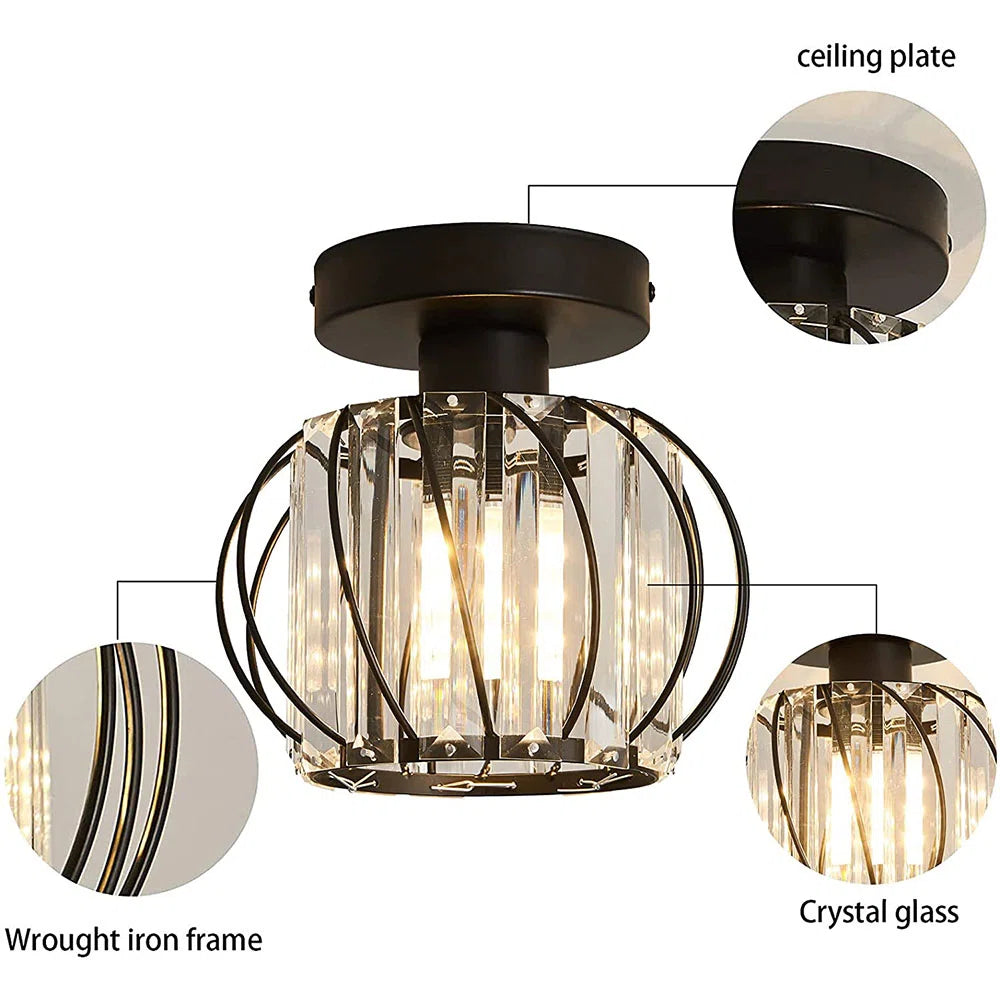 Hallway Ceiling Lighting, 16cm, black, E27