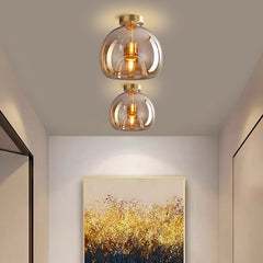 Retro Copper Glass Modern Ceiling Lights