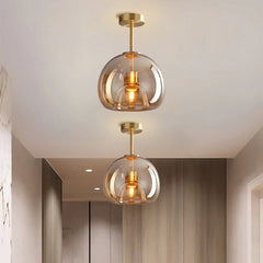 Retro Copper Glass Modern Ceiling Lights